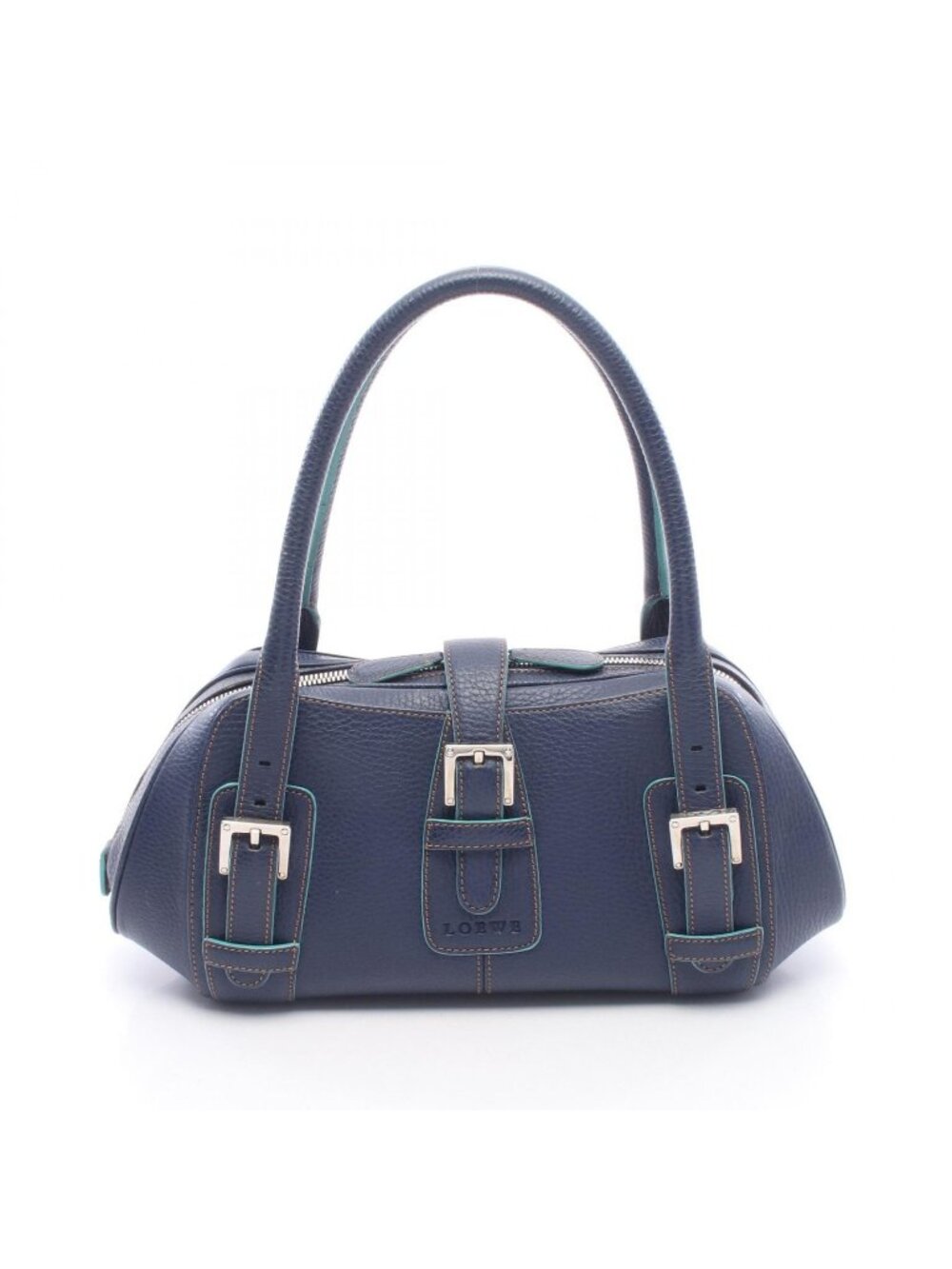 Loewe Handbag Senda Navy Emerald Green Leather